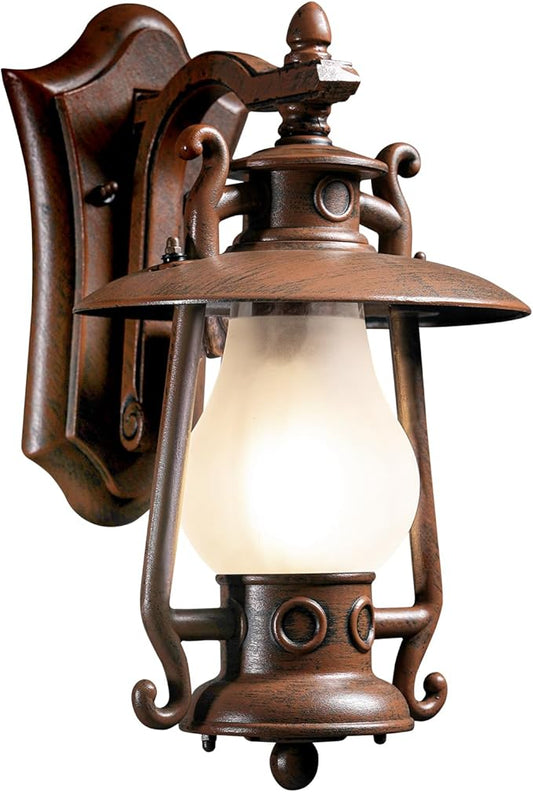 GZBtech Small Rustic Lantern Wall Sconce Outdoor & Indoor, Waterproof Vintage Oil Rubbed Bronze Wall Lamp with Frosted Shade, Wall Mounted Lighting Fixture for Garage Front Door, UL Listed