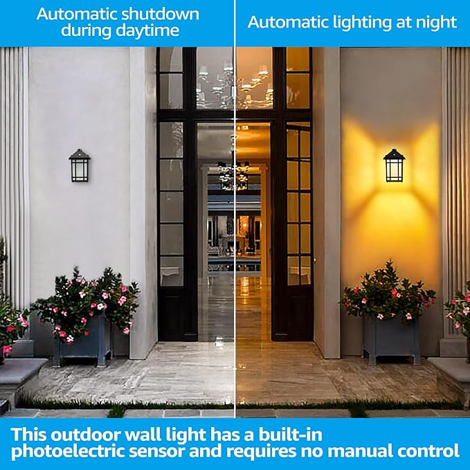 LEONLITE Dusk to Dawn Outdoor Wall Lights, 1219lm 14W LED Wall Sconce Light Fixtures, Frosted Glass Exterior Wall Lantern, Waterproof Porch Lights, ETL & ES Listed, 3000K Warm White