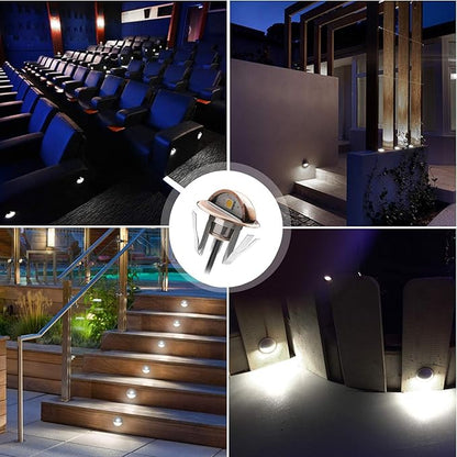 6 Pack LED Stair Lights Kit Low Voltage Waterproof IP65 Outdoor 1-2/5" Recessed Wood LED Deck Lighting Yard Garden Patio Step Landscape Pathway Decor Lamps,Cool White