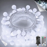 100LED Connectable String Lights Indoor Outdoor for Bedroom, 43ft White Globe Lights Plug in with Remote & Timer, 8 | Lumora
