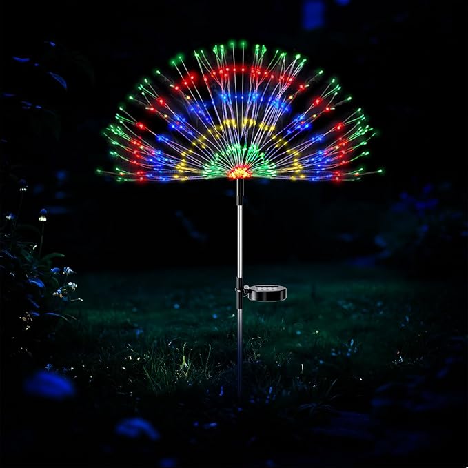 Solar Garden Lights Outdoor Waterproof (2 Pack),Solar Landscape Lighting,420LED Firework,Lights for Garden, Pathway, Party & Christmas,Multicolor