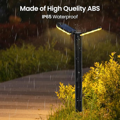 Solar Lights Outdoor, 1 Pack 80 LED Bright Solar Pathway Lights 26.7" Height with 2 Solar Panel 2 in 1 Warm White and White IP65 Waterproof for Garden, Patio, Yard, Pathway, Driveway