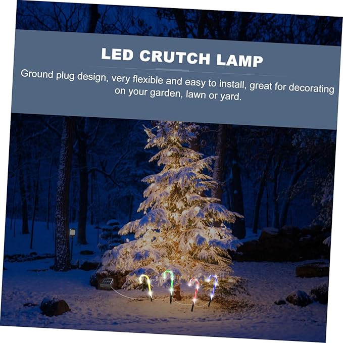 2 Sets Christmas Candy Cane Lights Outdoor Solar Path Lights Candy Cane Pathway Markers for Yard Garden Patio Walkway Party Decor, Colorful Light