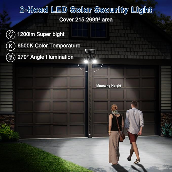 EMANER Outside Motion Solar Lights, 5000mAh Auto Detect On/Off or Always On Security Light, Solar Spotlights Wall | Lumora