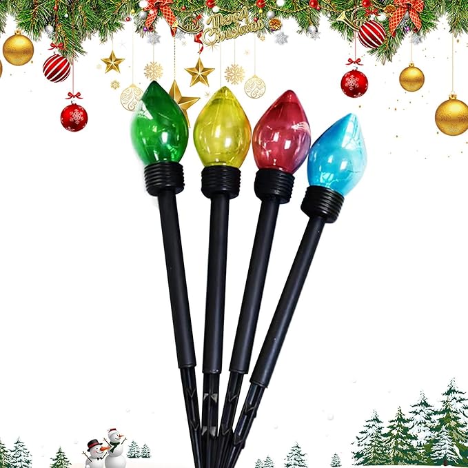 Christmas Pathway Lights - Solar Christmas Decor - Outdoor Pathway Garden Lights | for Lawn Patio Front Door Porch Fence Party Poolside Pub Bars Birthday
