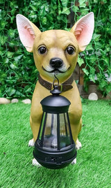 Ebros Picante Mexican Chihuahua Dog Decor Path Lighter Statue 12.5" Tall with Solar LED - Garden Figurine Light | Lumora
