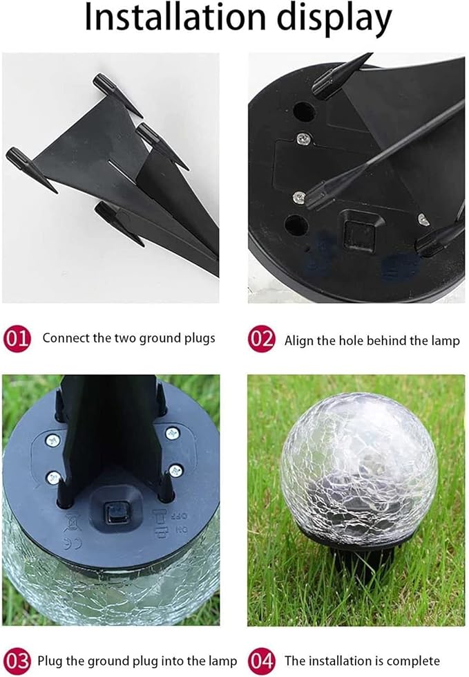 Super Bright Solar Lights, Garden Solar Lights, Cracked Glass Ball Waterproof Warm White Led, Garden Solar Lights Decorative for Lawn Patio Yard Pathway Christmas Garden Decor ( Color : Warm Light , S