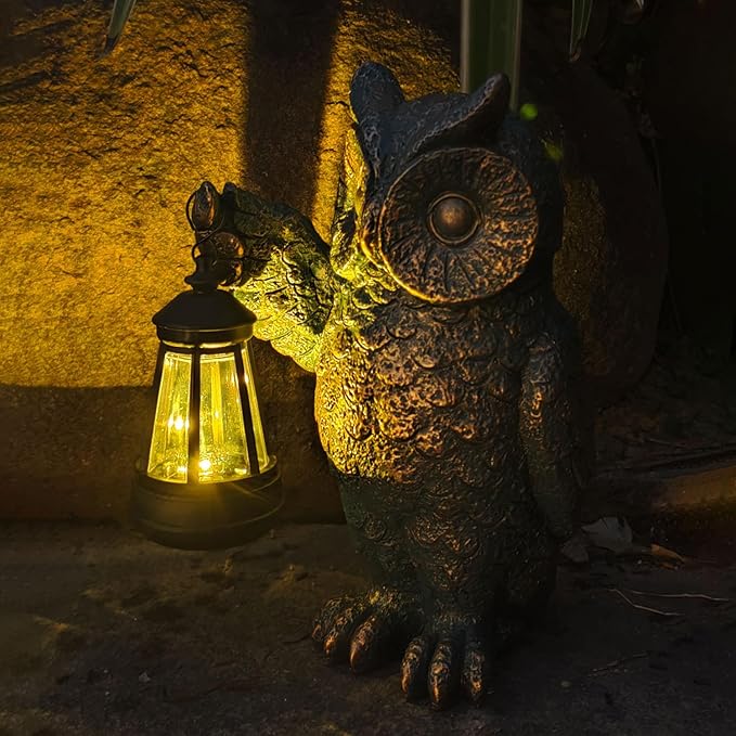 Garden Statues Outdoor, owl Figurines Decorated with Solar Lights, Unique Christmas Birthday Gifts for Moms | Lumora