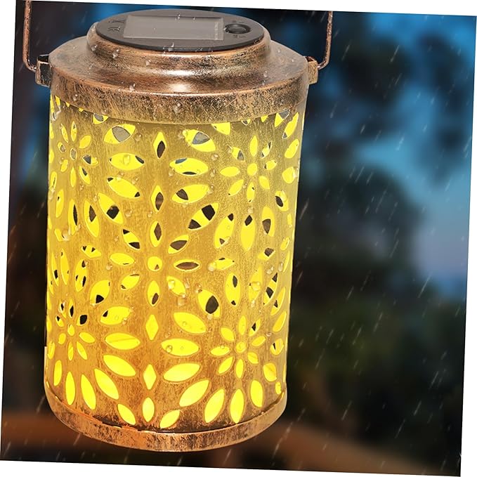 balacoo 1Pc Solar-Powered Hollowed Out Pattern Projection Lantern with Handle Outdoor Lamp for Garden and Patio | Lumora