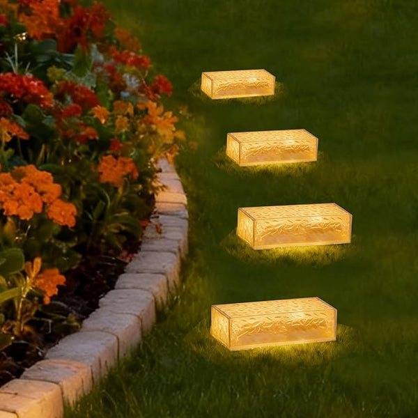 Wokyo Solar Brick Steps Lights Outdoor Cement Wall Lights, 7.8x3.9 inch Rectangular Solar Brick Paver Lights for | Lumora