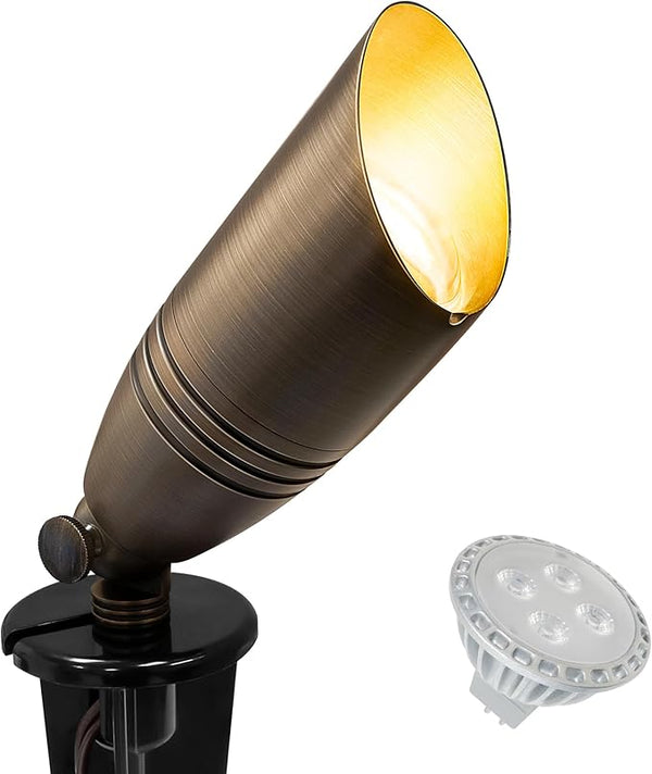 GKOLED UL Listed Solid Brass Landscape Spotlight, Low Voltage Outdoor Directional Uplight, with 5W MR16 LED Bulb & | Lumora