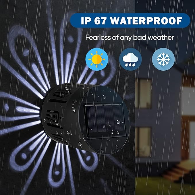Solar Fence Lights Outdoor Decorative, Solar Deck Lights,Outside Garden Waterproof Steps Shadow Decoration Light,for Wall Patio Stair Yard Pathway Courtyard 7Colors Change 2Pack
