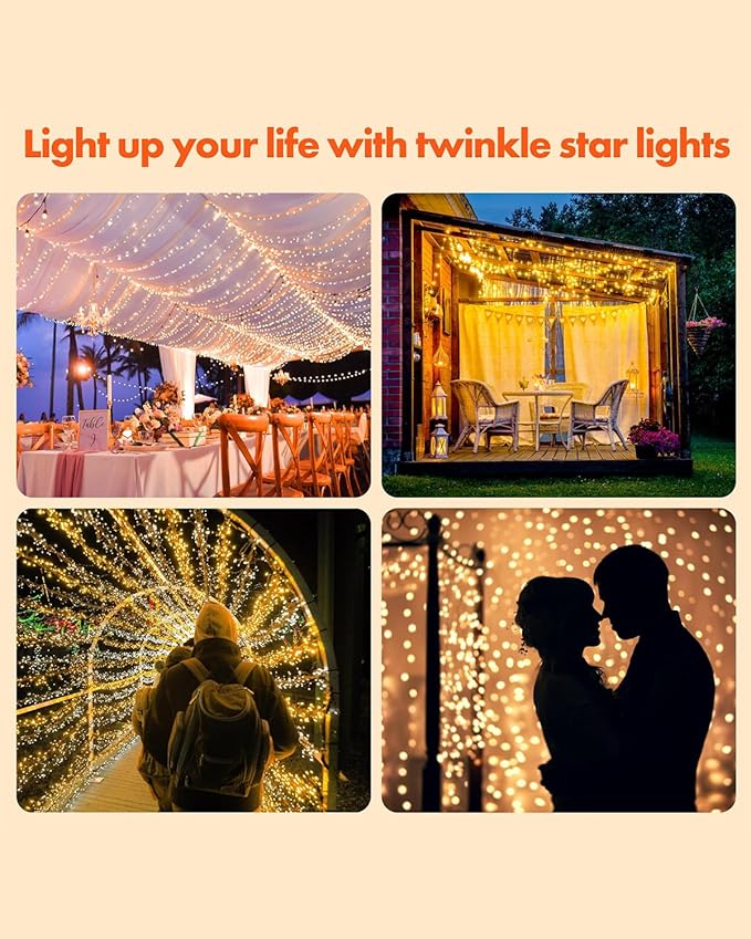 Twinkle Star 2 Pack Solar String Lights Outdoor, Total 80 FT 240 LED Solar Fairy Lights Outside Waterproof 8 Modes | Lumora