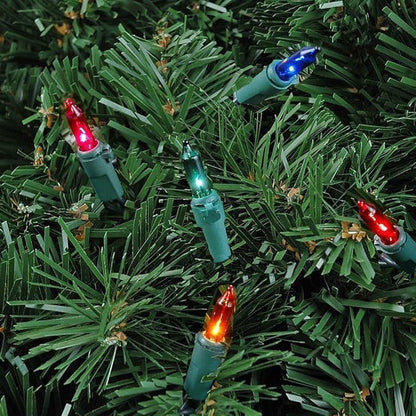 Novelty Lights 50 Feet 100 Bulbs Traditional Incandescent Mini Lights, Multicolor on Green Wire with 6" Spacing, Commercial Grade and UL Listed for Indoor/Outdoor Use, End-to-End Connectable