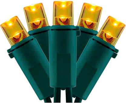 YULETIME 200 Orange Wide Angle LED Christmas Lights, 66 Feet Green Wire UL Certified 5mm Holiday String Light Set (Orange)