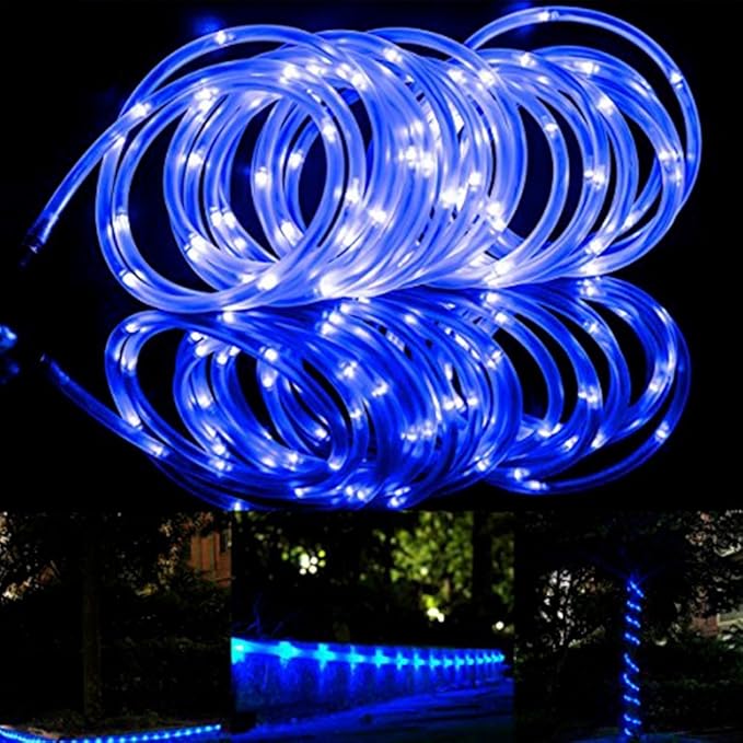 Solar Rope Lights, 23ft 50LED Waterproof Copper Tube Wire String Lights for Garden,Yard, Path, Fence, Stairs, Backyard, Patio Decorative (Blue)