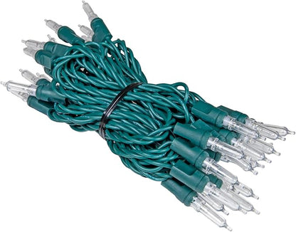 Novelty Lights Vintage Style T5 Warm White LED Christmas Lights, 11.5 Feet Green Wire String of 35 Mini Bulbs, UL Listed Indoor/Outdoor Tree Lighting