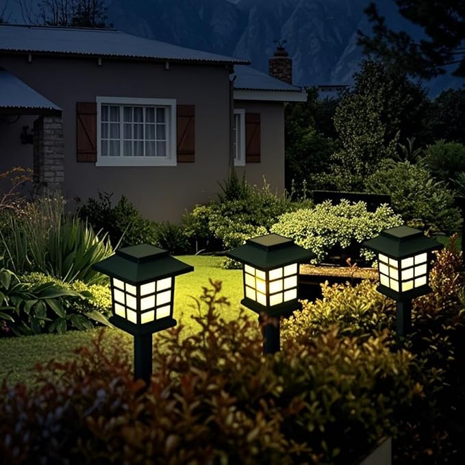 Anern Solar Pathway Lights Outdoor, 4 Pack Waterproof LED Walkway Landscape Light - Provides 6-12 Hours Illumination for Garden, Yard, Patio, Driveway & Landscape Lighting (Warm White)