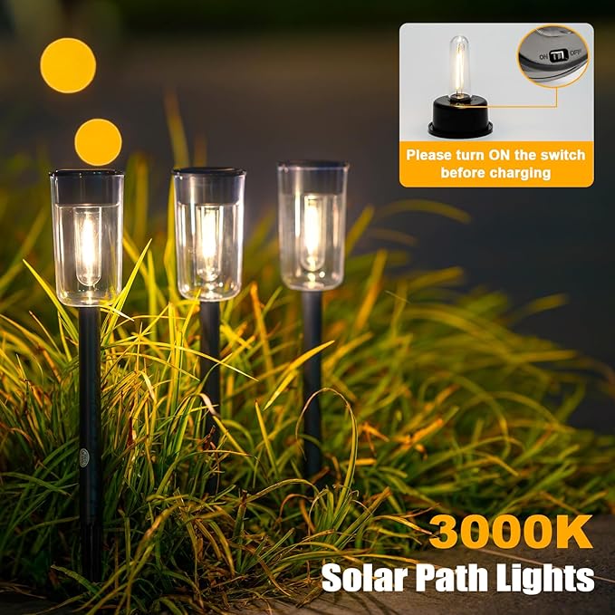 2 Pack Solar Lights with Plant Stand + 8 Pack Solar Pathway Lights Outdoor