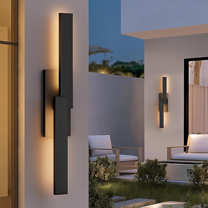 LamQee 31.5" Aluminum Long Outdoor Wall Lights, 3000K 1000LM 20W Integrated LED, Black Modern Exterior Lighting | Lumora