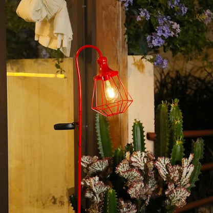Solar Lights Outdoor Decorative Solar Retro Metal Lantern Yard Stake Decorative Path Light for Walkway Pathway Lawn Patio Yard Decorations Red 2 Pack