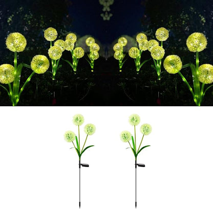 Solar Lights Outdoor, Decorative Animal & Flower Shaped Landscape Lights with Warm/Colorful LED, Auto On/Off Waterproof Solar Powered Decor for Yard Lawn Patio Gift Idea (Warm-Dandelion-2pack)