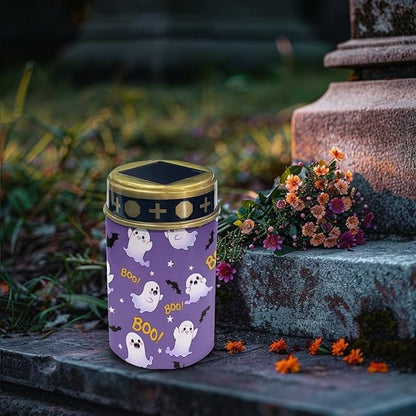 Cute Ghost Solar Lights Outdoor Garden, Waterproof Solar Powered Stake Lights, Decor for Dad Grandma Garden Yard Gravesite
