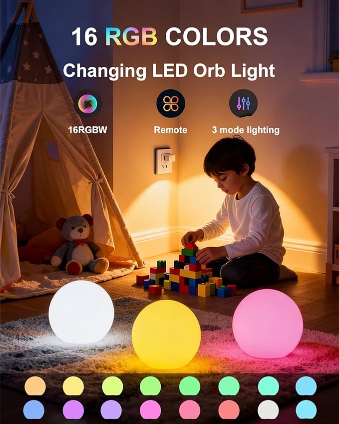 shumi Garden Ball Light-6inch LED Outdoor Table Lamp 16 RGB Colors and Dimmable Globe Light with Remote,Decor for Patio,Garden,Yard,Beach,Pathway