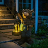 Solar Garden Statues -Highland Cow Lantern Outdoor Handmade Resin Statue with LED Light, and Welcome Holder for | Lumora