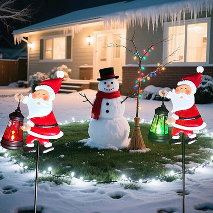 Christmas Solar Kettle Lights, Light Solar Santa Claus Watering Can LED Light, Waterproof Solar Powered Lawn Decorative Lights for Outdoor Christmas Pathway Decoration (Rainbow A, Lantern)