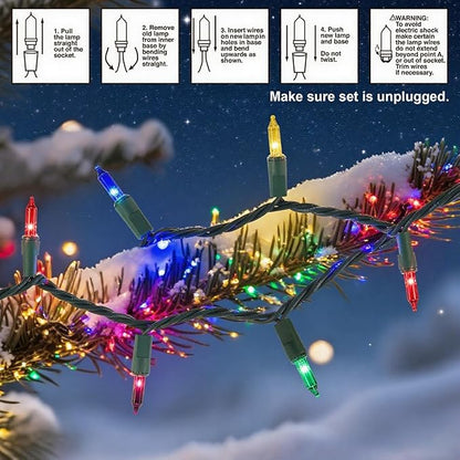 3 Pack Multicolor Christmas String Lights, 100 Count Each, Incandescent Mini Christmas Lights, Connectable Xmas Tree Light for Indoor Outdoor Garland Birthday Holiday Wedding Festival Party