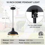 10in Dome Outdoor Pendant Barn Lights Black Kitchen Island Pendant Lamp with Brass Interior, Hallway Porch Ceiling | Lumora
