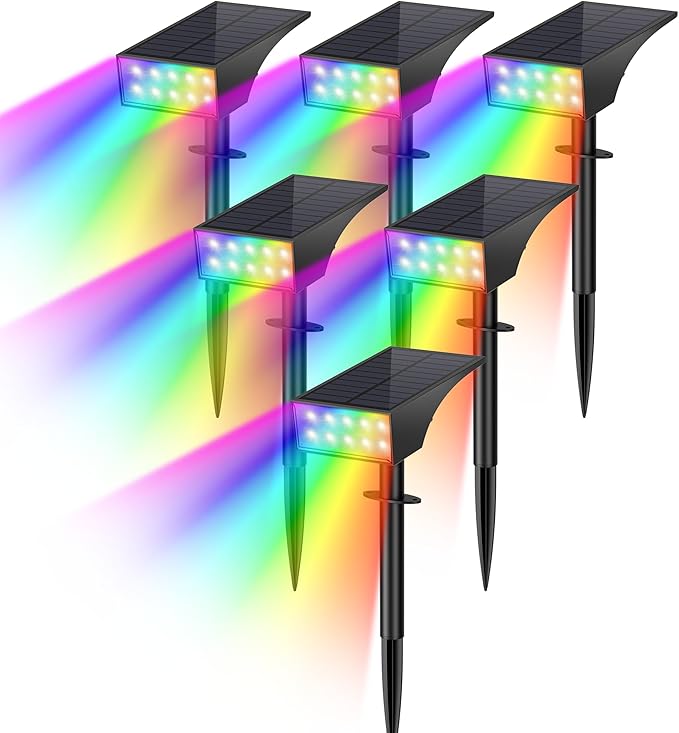 Solar Spot Lights Outdoor Color Changing, [7 Mode/6 Pack] Christmas Landscape Spotlights, Solar Lights Outdoor | Lumora