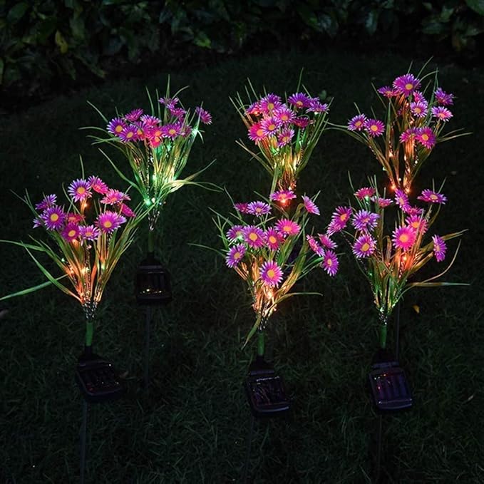 Solar Lawn Light Flower Light 2 Pack 28LED Daisy Solar Garden Light,Outdoor Decoration Stake Lights,Waterproof Solar Landscape Light Statue lamp Garden Stakes Decorative,Lawn (Pink)