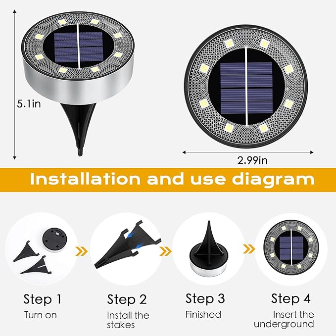 Solar Lights Outdoor 16 Pack, Solar Garden Outdoor Waterproof Pathway Lights Bright In-Ground Lighting Decor for | Lumora
