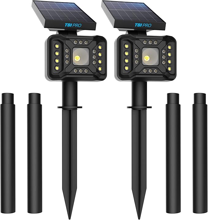 TBI 21 LEDs Solar Landscape Spotlights, 200ft Lighting Distance - Waterproof Solar Powered Wall Lights - 2-in-1 Wireless Outdoor Landscaping Lights for Yard Garden Driveway Porch Walkway Pool (Gold)