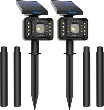 TBI 21 LEDs Solar Landscape Spotlights, 200ft Lighting Distance - Waterproof Solar Powered Wall Lights - 2-in-1 Wireless Outdoor Landscaping Lights for Yard Garden Driveway Porch Walkway Pool (Gold)