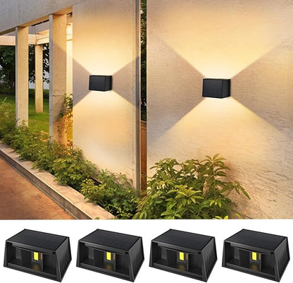 CORESLUX Solar Fence Lights Outdoor, Up and Down Outdoor Wall Lights, IP65 Waterproof Solar Fence Lights, Warm Outdoor Solar Lights for Backyard/Railing/Wall/Step/Patio, 4PCS