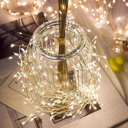HANNAHONG 100 LED Fairy String Light for Wreath/Garland,Christmas Tree,Dorm,Bottel/Jar,USB Plug in Silver Wire Twinkle Lights,Waterproof Halloween Thanksgiving Wedding Party Décor (2 Pack,Warm White)