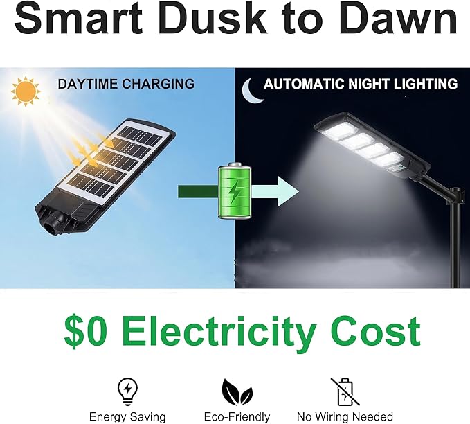 Solar Street Light Outdoor, Motion Sensor Solar Powered Lights, Dusk to Dawn Flood Lights with Remote Control, Waterproof Security Lighting for Yard Driveway Pathway Parking Lot Patio Porch