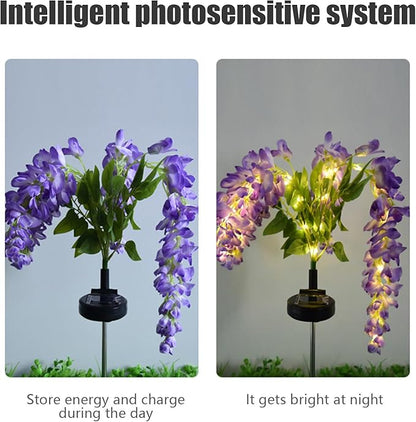 Solar Garden Lights Outdoor Waterproof Decorative Solar Lights Outdoor 1 Pack with Wisteria Flower Garden Decor Yard Patio Lawn, Gifts for Mother's Day Mom Women (Pink)