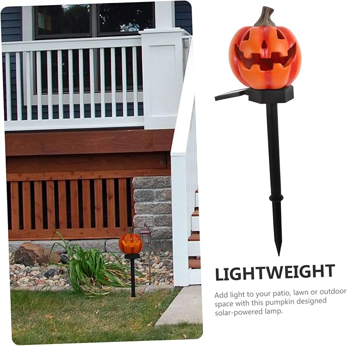TOYANDONA Solar Powered Pumpkin Pathway Light Outdoor Garden Landscape Stake Lantern for Halloween Decoration Solar Path Lights for Patio Lawn Installation