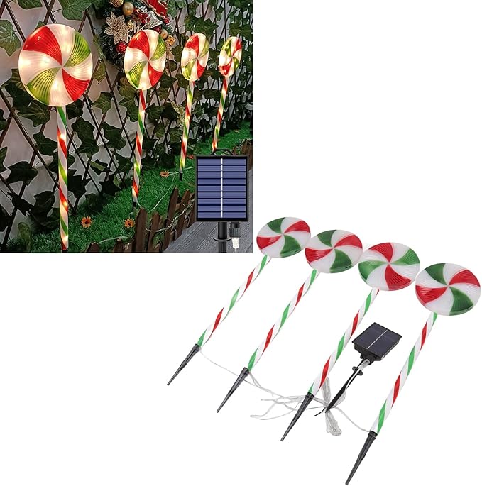 EVTSCAN Outdoor Christmas Decorative Solar Lights, with 8 Modes, LED Christmas Decor Marker Lights, for Holiday, Xmas, Walkway, Sidewalk, Garden,Yard