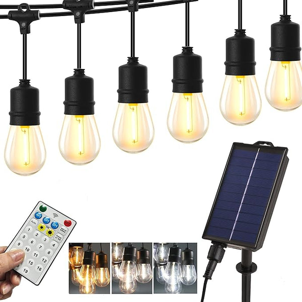PMS Solar Outdoor String Lights, Color Changing Warm White to Cool White with Remote, Shatterproof LED Bulbs for | Lumora