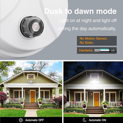 Onforu 70W LED Dusk to Dawn Flood Lights, 7000LM White Exterior Security Outdoor Lighting,IP65 Waterproof Outdoor 3 Adjustable Heads Photocell Light Fixture,6500K Floodlight for Garage,Patio,Yard