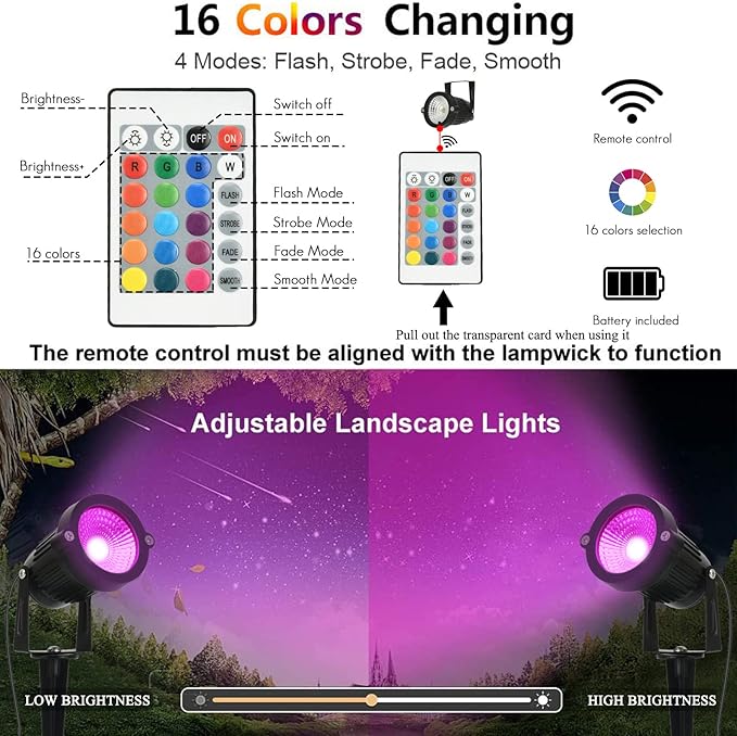 RGB Halloween Low Voltage Landscape Lights Color Changing 5W LED Landscape Lighting Outdoor Waterproof Remote | Lumora