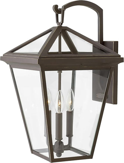 Hinkley Alford Place 2565OZ-LL Large Outdoor LED Wall Mount Lantern - Die Cast Aluminum Frame, Sealed Clear Glass, Dimmable - Oil Rubbed Bronze