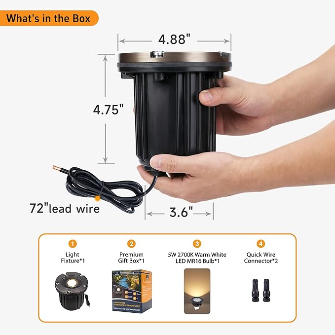 Gardenreet Solid Brass Well Light - 12V In-Ground All Weather Low Voltage Landscape Lighting, Replaceable Bulb LED | Lumora
