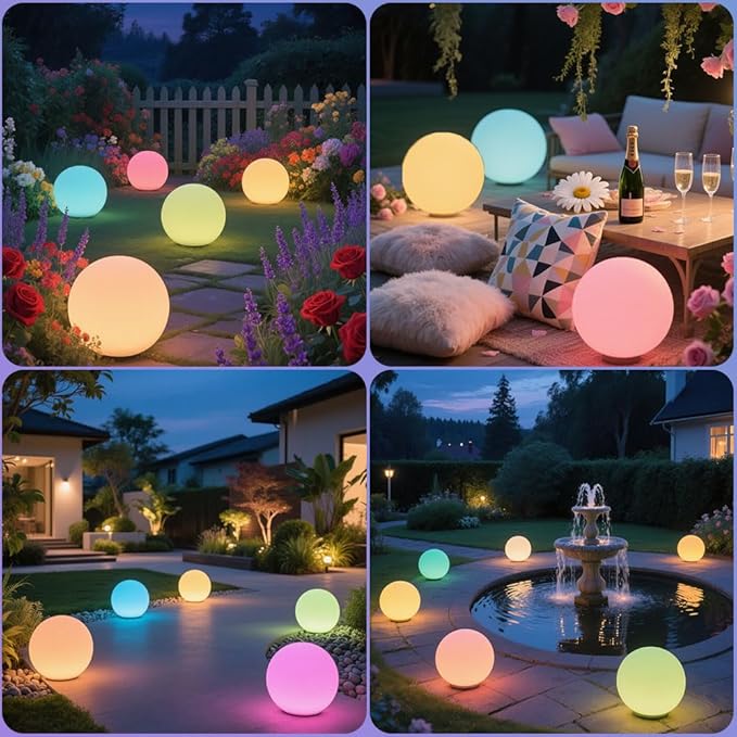 10-in Solar Globe Light, Solar Garden Ball Light Outdoor w/Remote, 16 RGB Color 4 Modes Glowing Ball, Waterproof | Lumora