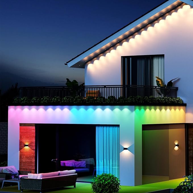 Feit Electric Permanent Outdoor Lights, Smart String Lights, 100FT LED Lights, 2.4GHz WiFi-Enabled Under Eaves Light, Works with Alexa and Google Asst, App Control, Weatherproof, SL100-60/RGBTW/AG